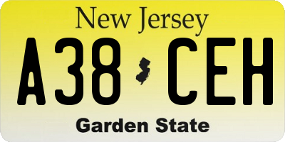 NJ license plate A38CEH