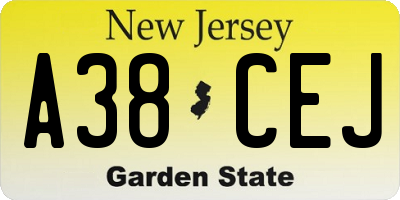 NJ license plate A38CEJ
