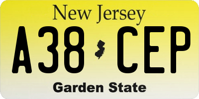 NJ license plate A38CEP