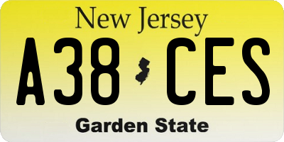 NJ license plate A38CES