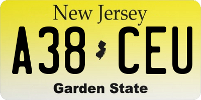 NJ license plate A38CEU