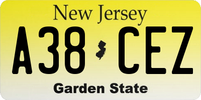 NJ license plate A38CEZ