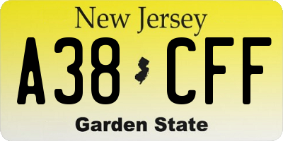NJ license plate A38CFF