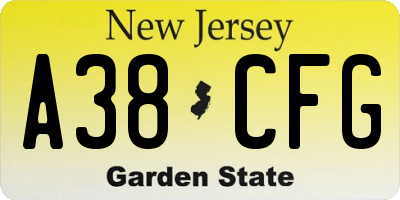 NJ license plate A38CFG