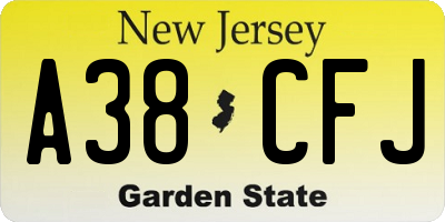 NJ license plate A38CFJ
