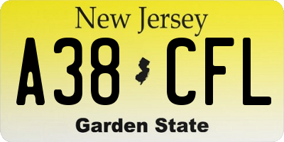 NJ license plate A38CFL