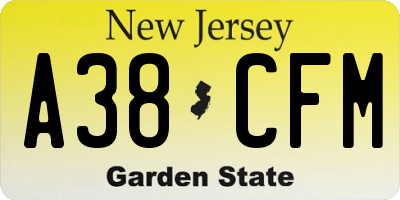 NJ license plate A38CFM