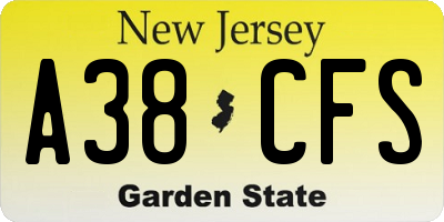 NJ license plate A38CFS