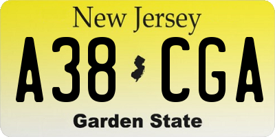 NJ license plate A38CGA