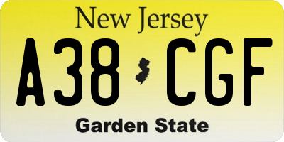 NJ license plate A38CGF