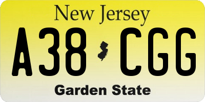 NJ license plate A38CGG