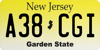 NJ license plate A38CGI