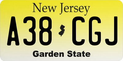 NJ license plate A38CGJ