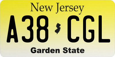 NJ license plate A38CGL