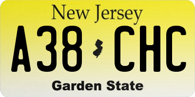 NJ license plate A38CHC