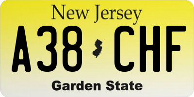 NJ license plate A38CHF