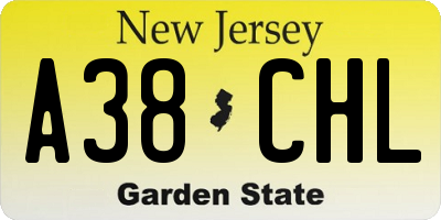 NJ license plate A38CHL