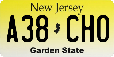 NJ license plate A38CHO