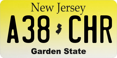NJ license plate A38CHR