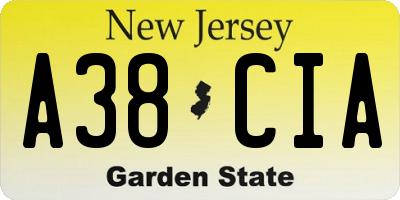 NJ license plate A38CIA