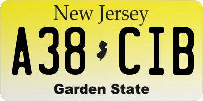 NJ license plate A38CIB