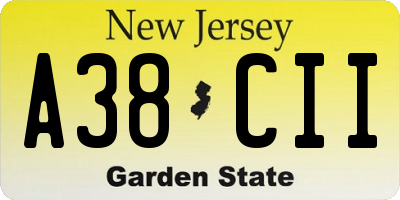 NJ license plate A38CII