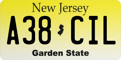 NJ license plate A38CIL