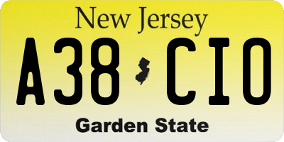 NJ license plate A38CIO