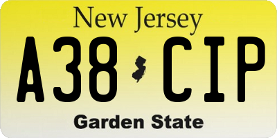 NJ license plate A38CIP