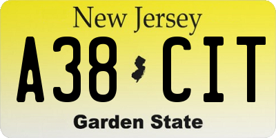 NJ license plate A38CIT