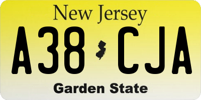 NJ license plate A38CJA