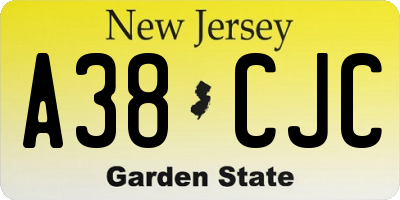 NJ license plate A38CJC