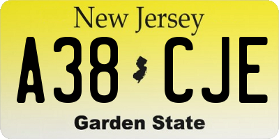 NJ license plate A38CJE