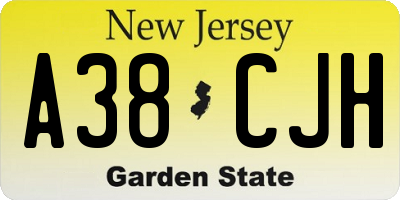 NJ license plate A38CJH