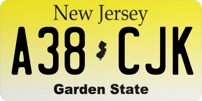 NJ license plate A38CJK