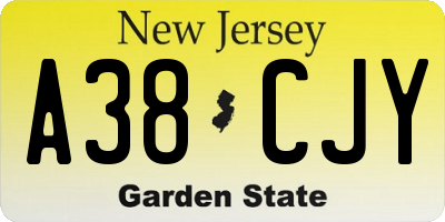 NJ license plate A38CJY