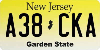 NJ license plate A38CKA