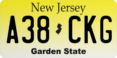 NJ license plate A38CKG