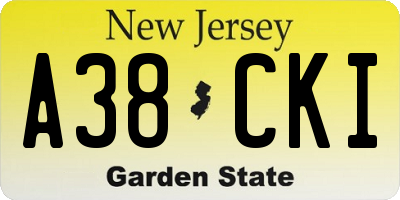 NJ license plate A38CKI