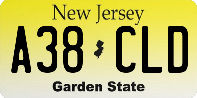 NJ license plate A38CLD