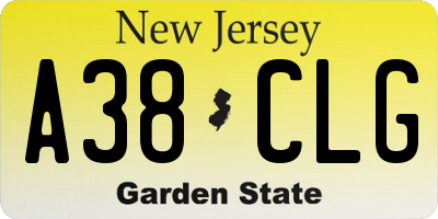 NJ license plate A38CLG
