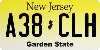 NJ license plate A38CLH