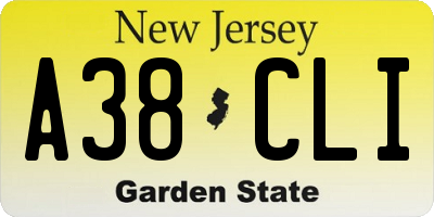 NJ license plate A38CLI