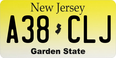 NJ license plate A38CLJ