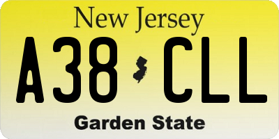 NJ license plate A38CLL