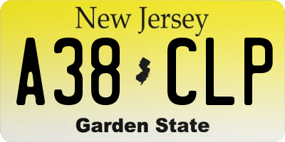 NJ license plate A38CLP
