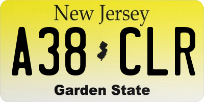 NJ license plate A38CLR