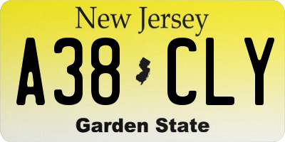 NJ license plate A38CLY