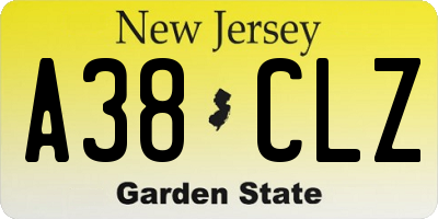 NJ license plate A38CLZ