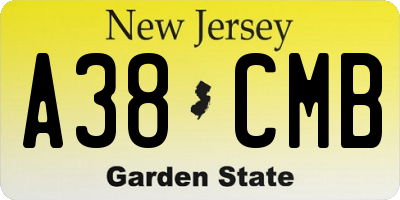 NJ license plate A38CMB
